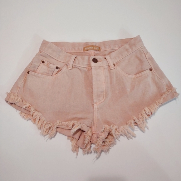 Emmer & Oat Pink Denim Jean Cut Off Shorts Small - Picture 1 of 4